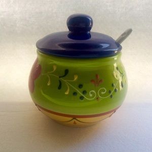 Melograno Ceramic Sugar Bowl with Spoon and Lid